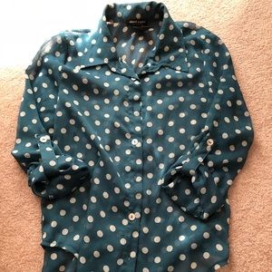 Sheer teal with cream dots blouse